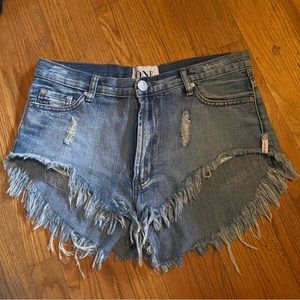 One Teaspoon Rollers Distressed Denim booty shorts